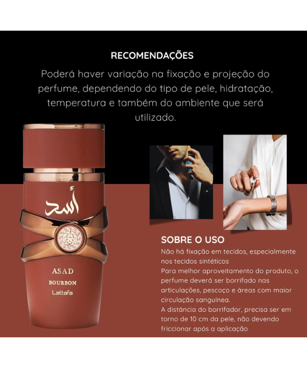 Perfume Árabe Lattafa Asad Bourbon Eau de Parfum Masculino 100ml Original