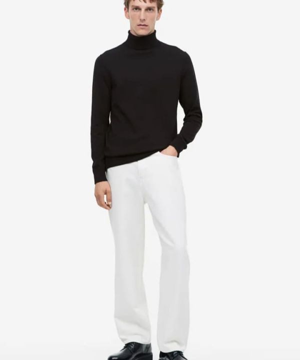 Suéter Slim Fit de malha fina com gola alta