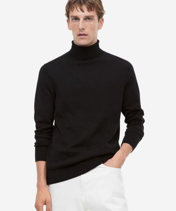 Suéter Slim Fit de malha fina com gola alta